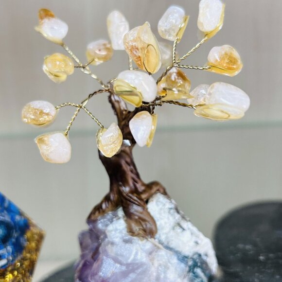 Citrine Gemstone Tree With Amethyst Base For Home Decor Meditation & Feng Shui - Picture 3 of 3